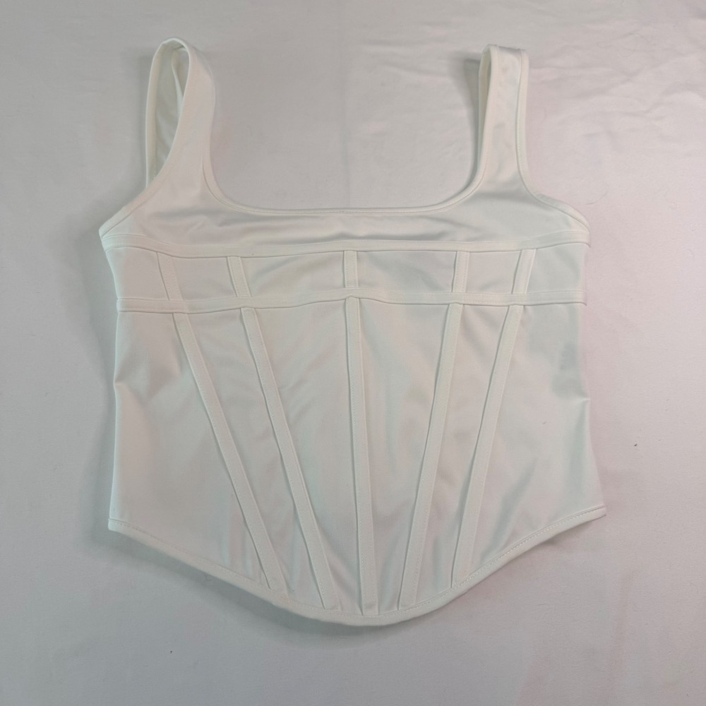 Princess Polly White Corset Top Square Neck Sleeveless Zip Back Size 6